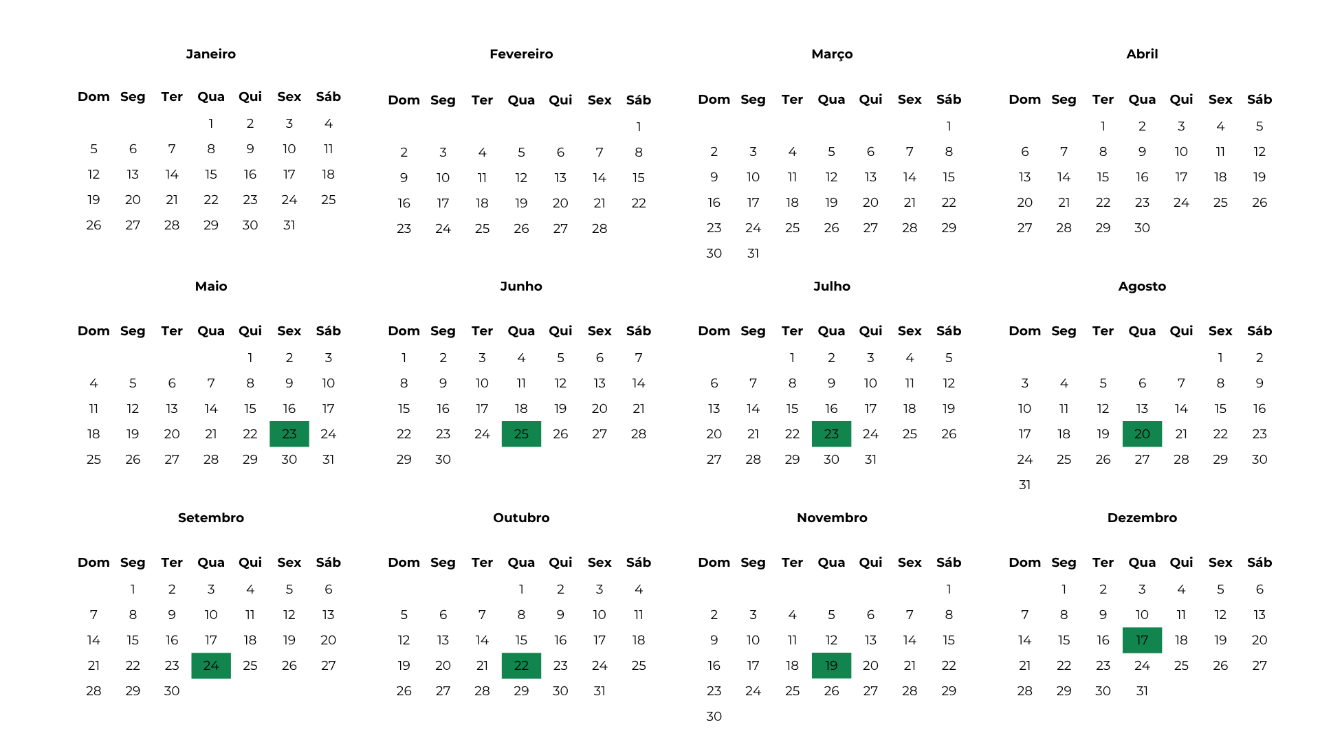 Calendário Anual 2025 Minimalista Preto e Branco 1