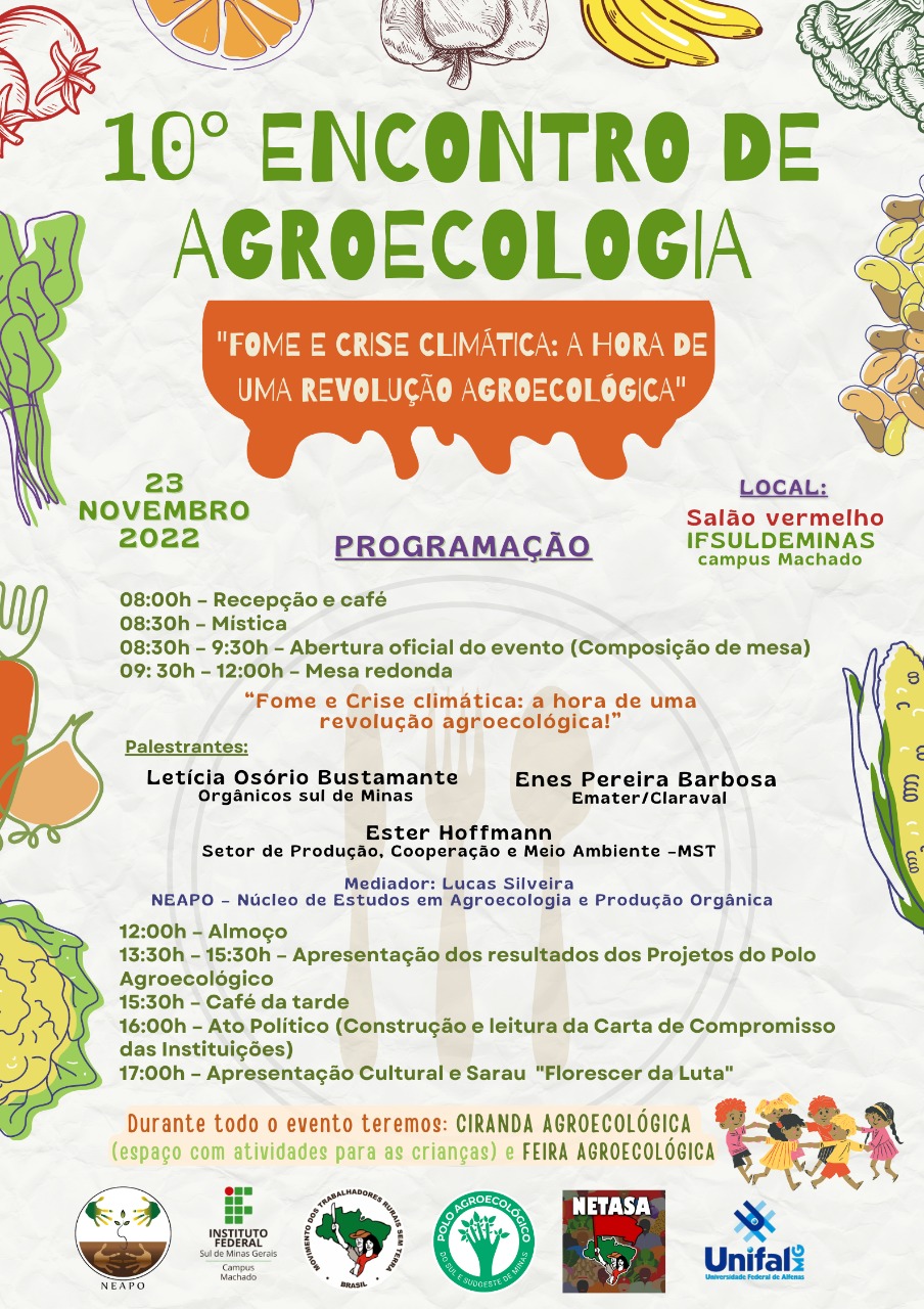 Cartaz 10 Encontro de Agroecologia IFSULDEMINAS Campus Machado
